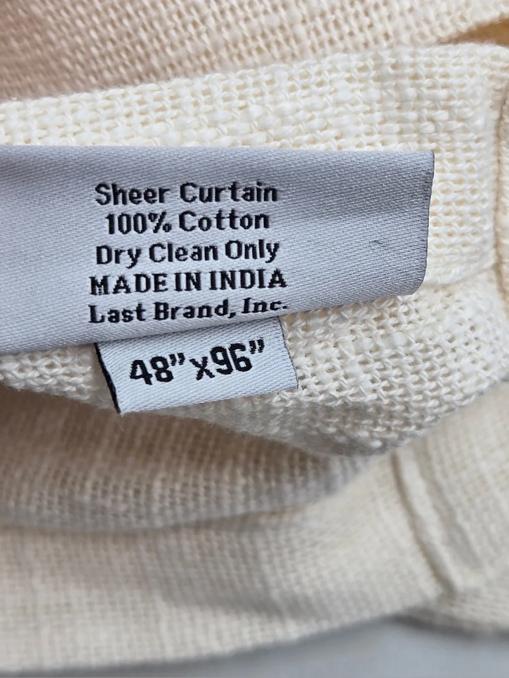 QUINCE Set Of 2 48x96 Cotton Sheer Curtains Ivory 0849